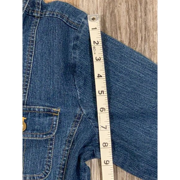 Erika & Co Womens Medium Button-Up Denim Jean Jacket Blue Rhinestones Pockets - Picture 10 of 11